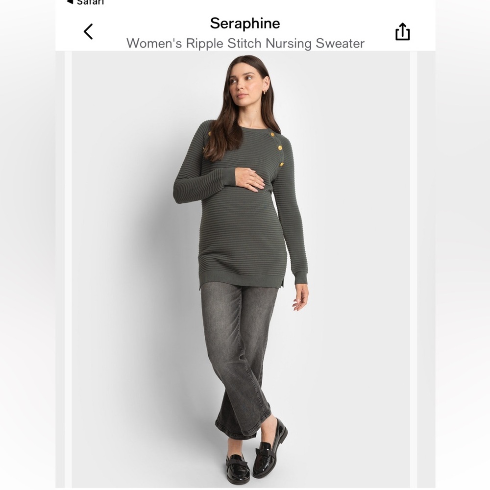 Seraphine Olive Green Ripple Stitch Nursing Sweater